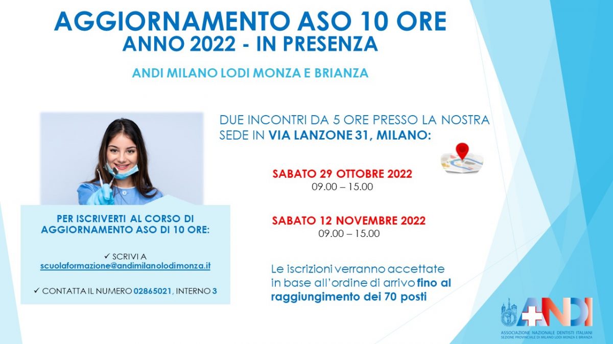 Corso Di Aggiornamento Aso Ore In Presenza Andi Milano